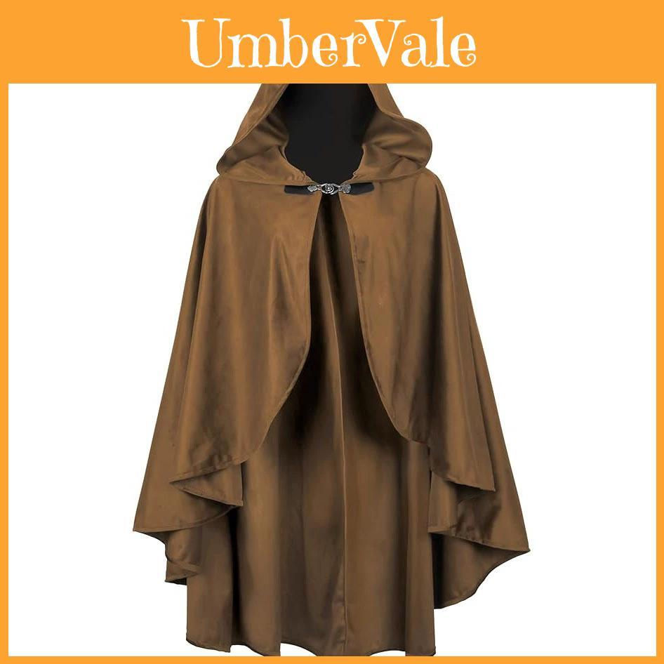 Mantello Medievale di Velluto con Cappuccio per Halloween, Cosplay e Giochi di Ruolo Fantasy
