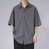 Heren Vintage Los Korte Mouw Casual Dunne Effen Zomer Shirt
