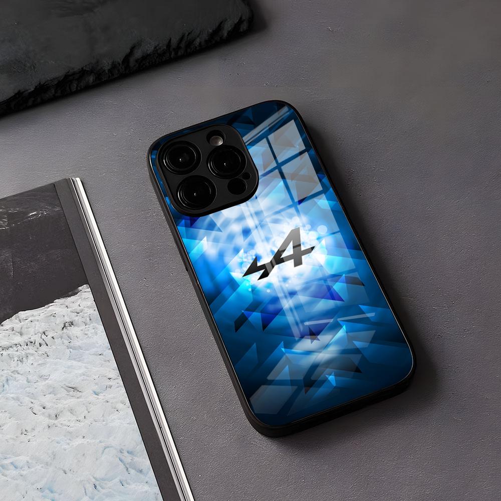 Alpine Logo Trikolóra Francouzský Kryt na Telefon Pro IPhone 17 Air 16 E Pro Max 15 14 13 Mini 12 Pro 11 Max Plus Černý Skleněný Kryt