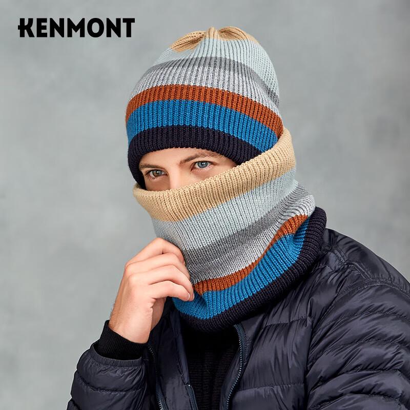 Мужской зимний вязаный комплект Kenmont: шапка и шарф One Size 58cm
