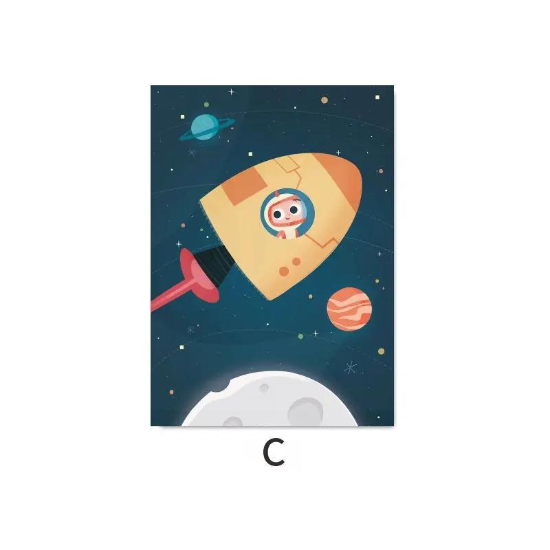 Rocket Poster Baby Nursery Decor Adventure Space Astronaut Minimalist Wall Art Print Canvas Painting for Living Room Home Decor