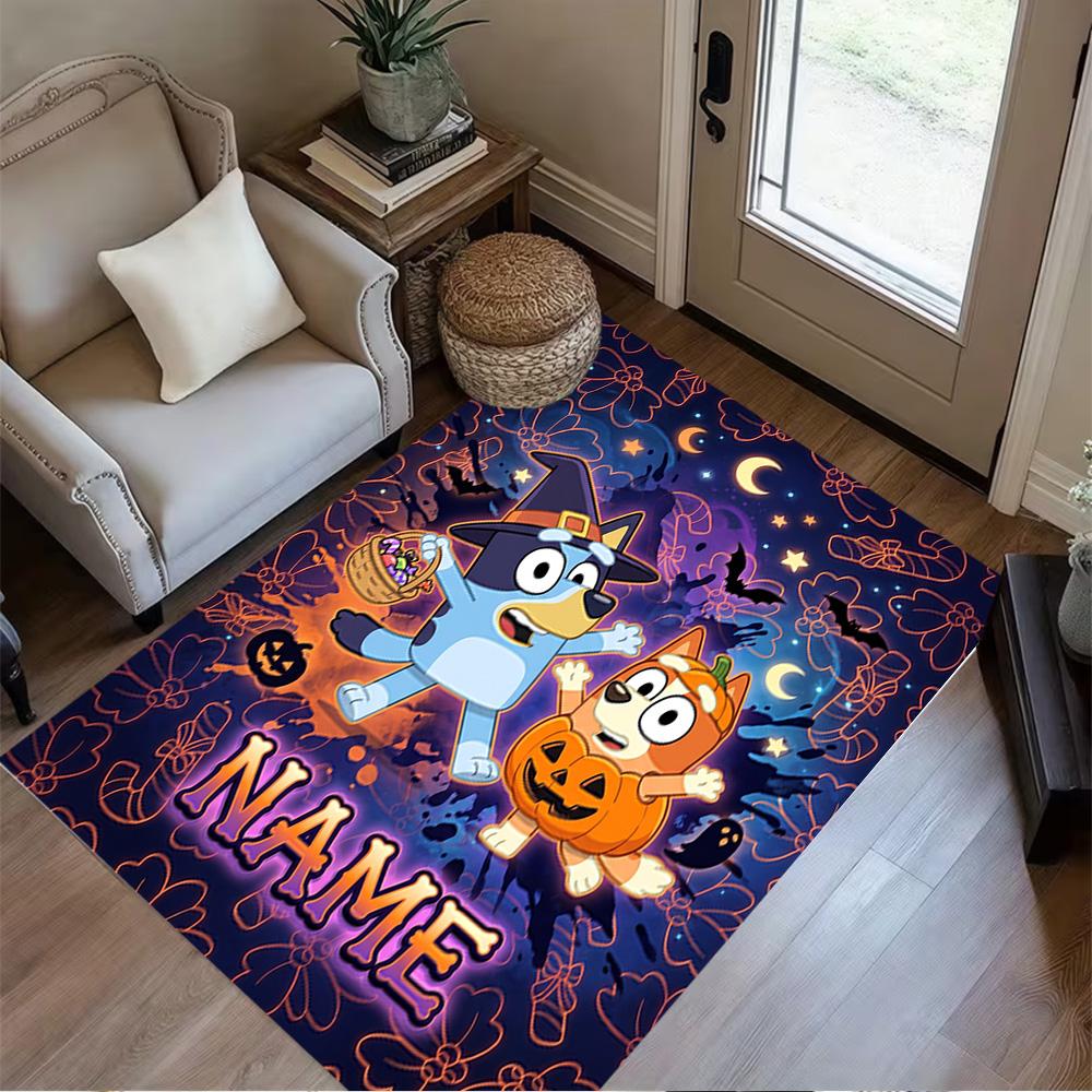 Halloween Night Adventure Customize Text Floor Mat Perfect for Outdoor Game Room Entryway Foyer Anti-slip Rug Office Home Decor