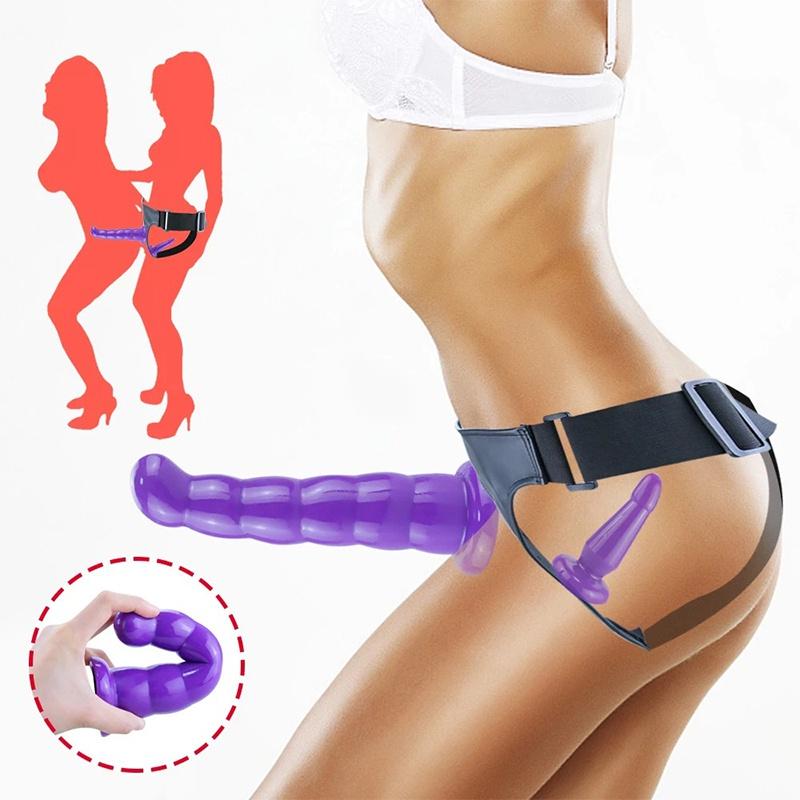 Double Strapon Realistic Dildo Ultra Elastic Harness Strap On Dildo Lesbian Strap-on Dildo Adult Sex Toys for Couples Women Gay