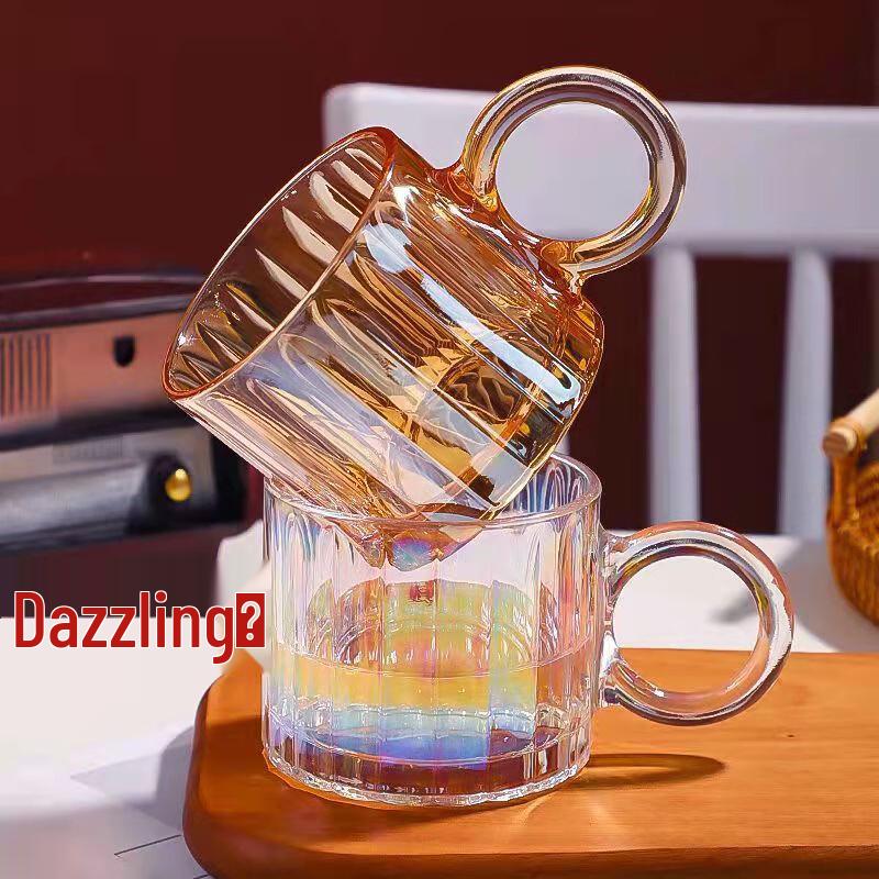 YOLCO Colorful Vertical Stripe Glass Mug Set (5 Pcs)