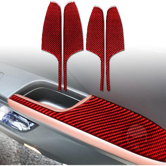 for Honda Accord 9th Gen 2013-2017 Accessories Door Handle Red | Real Carbon Fiber, for Honda Accord 9th Gen 2013 2014 2015 2016 2017, Interior Trim