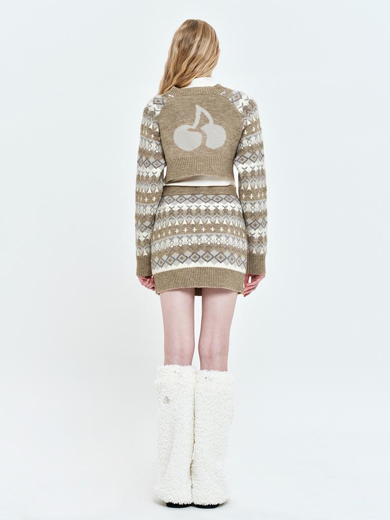 Kirsh Fair Isle Knit Mini Skirt [Sand]