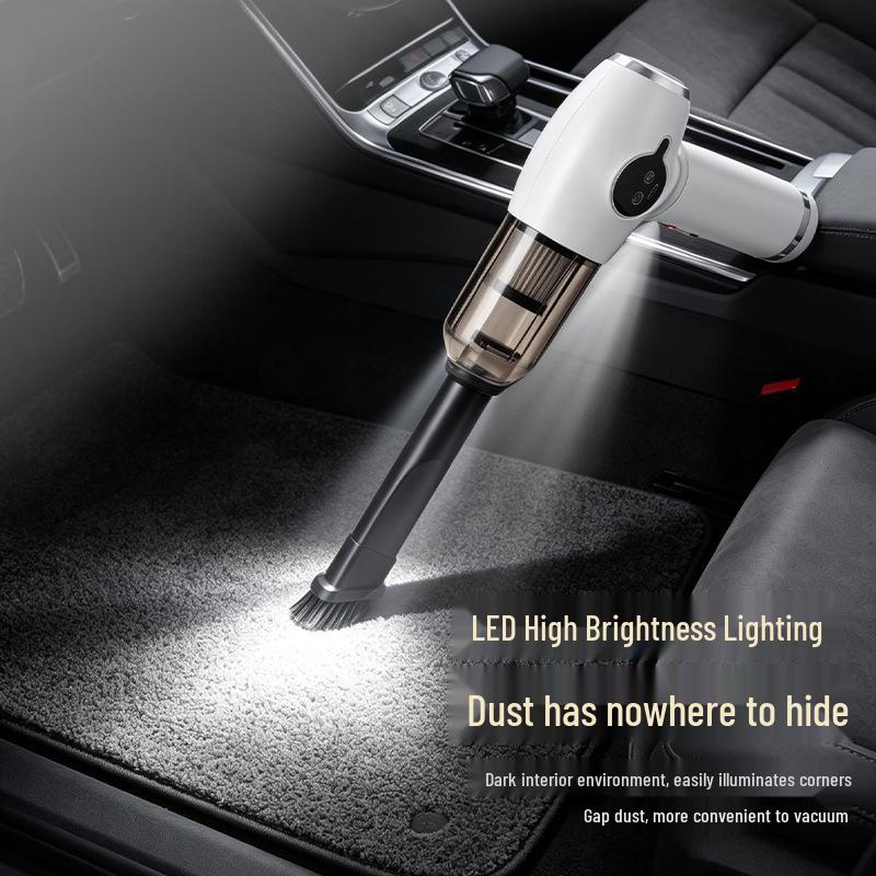 Wireless Handheld Car Vacuum Cleaner with Digital Display and LED Light - All-in-One Rechargeable Blower and Duster.