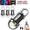 Leistungsstarke Mini COB LED Schlüsselanhänger-Taschenlampe USB-C Wiederaufladbar Hängendes Arbeitslicht Wasserdicht Schlüsselring Camping Wandern Taschenlampe