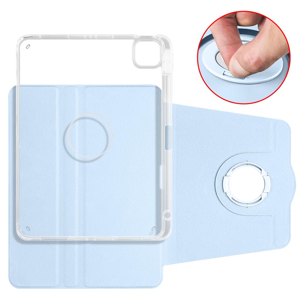For iPad Air 11 (2025)/(2024) Case Rotating Stand Leather+Clear TPU Detachable Tablet Cover