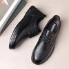 Leisure Men's Shoes Spring New Trendy Minimalist Work Shoes with Lace Up Middle-aged Dad Formal Casual Business Leather Shoes