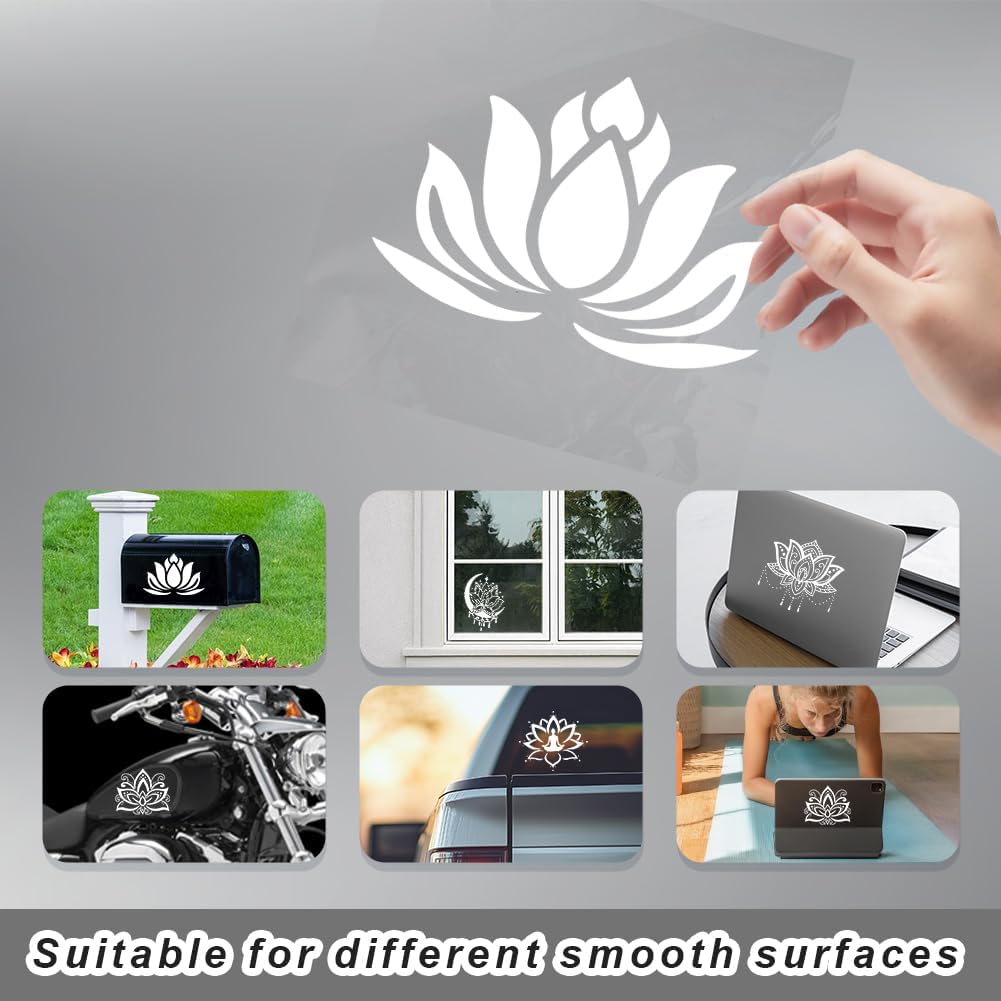 5Pcs Lotus Car Stickers Lotus Yoga Vinyl Car Decals Summer Flower Plastic Vehicle Decoration Decal for Auto Window and Body Cling