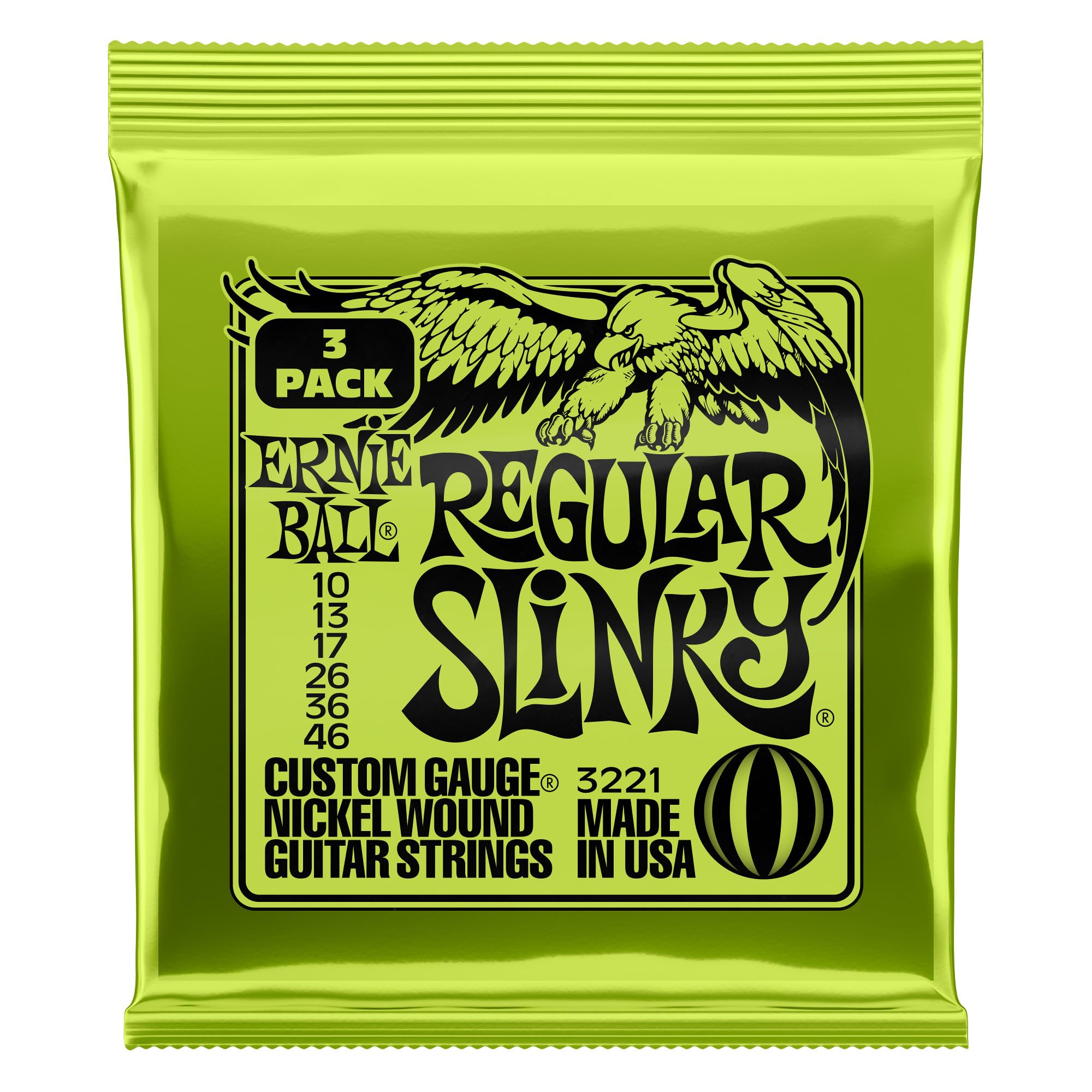 ERNIE BALL Regular Slinky 3221 Electric Guitar Strings (10-46) - 3-Pack