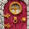 2 Pieces 1/12 Fairy Tale Door Ornament Dollhouse Decor DIY Accs Presents Miniature Scene Party