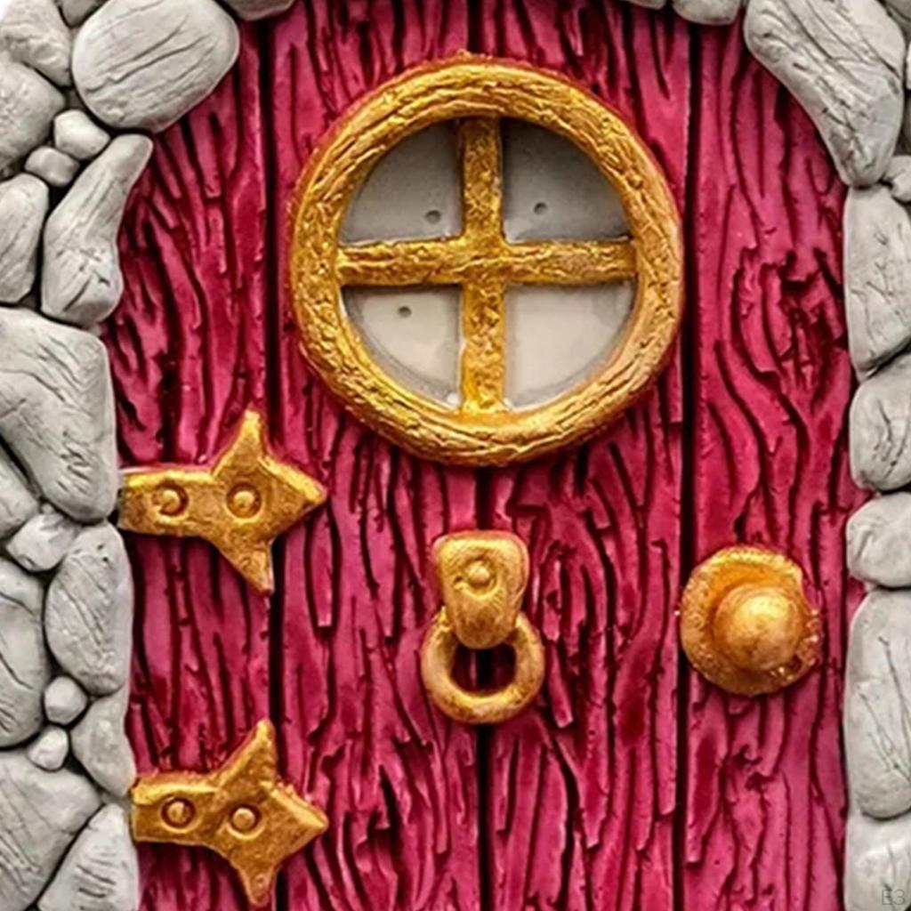 2 Pieces 1/12 Fairy Tale Door Ornament Dollhouse Decor DIY Accs Presents Miniature Scene Party