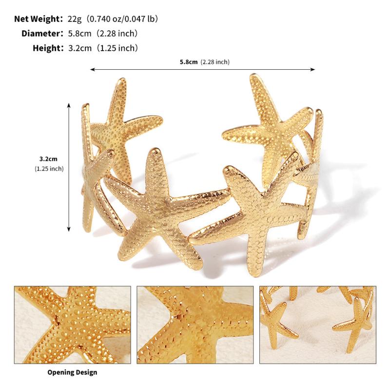 

58 мм Водонепроницаемый Металлический Корпус из Нержавеющей Стали Манжета Открытый Браслет-Браслет 18K Золотой Цвет Pvd Покрытие Летние Ювелирные Изделия A2