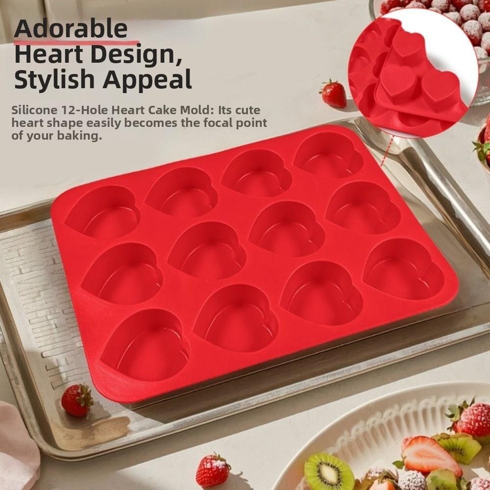 12-Cavity Heart-Shaped Mousse Cake Mold Food Grade Silicone French Pastry Mold  Dessert Making
