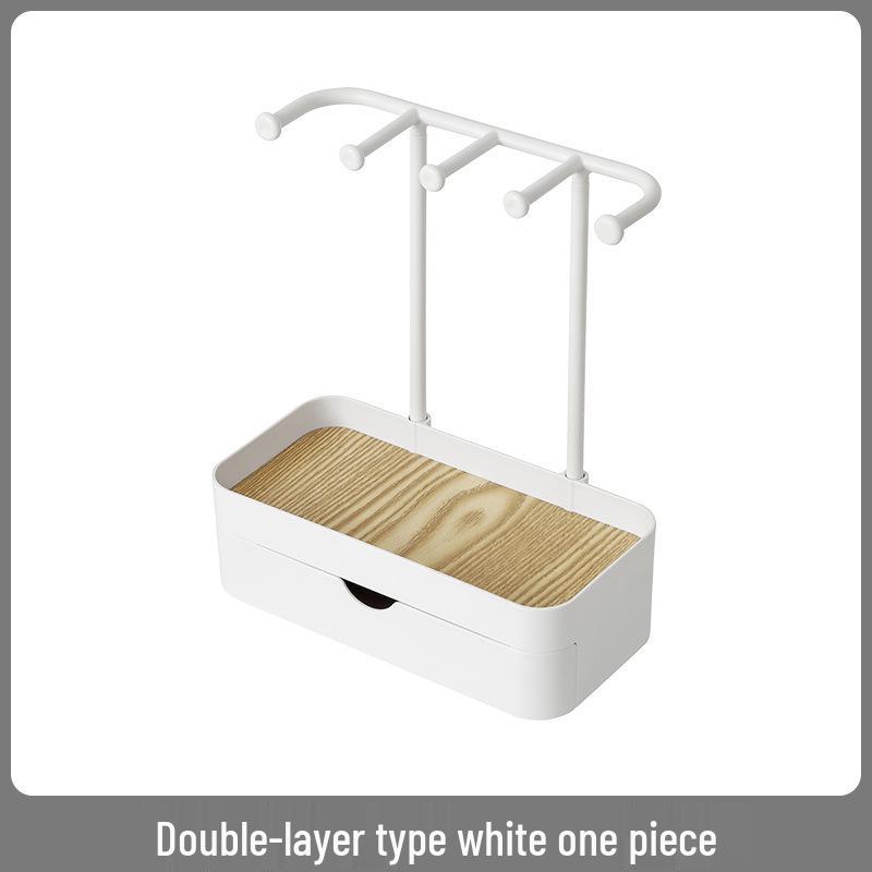 White Multifunctional Jewelry Organizer: Necklace Stand, Ring Box, Earring Holder for Dressing Table