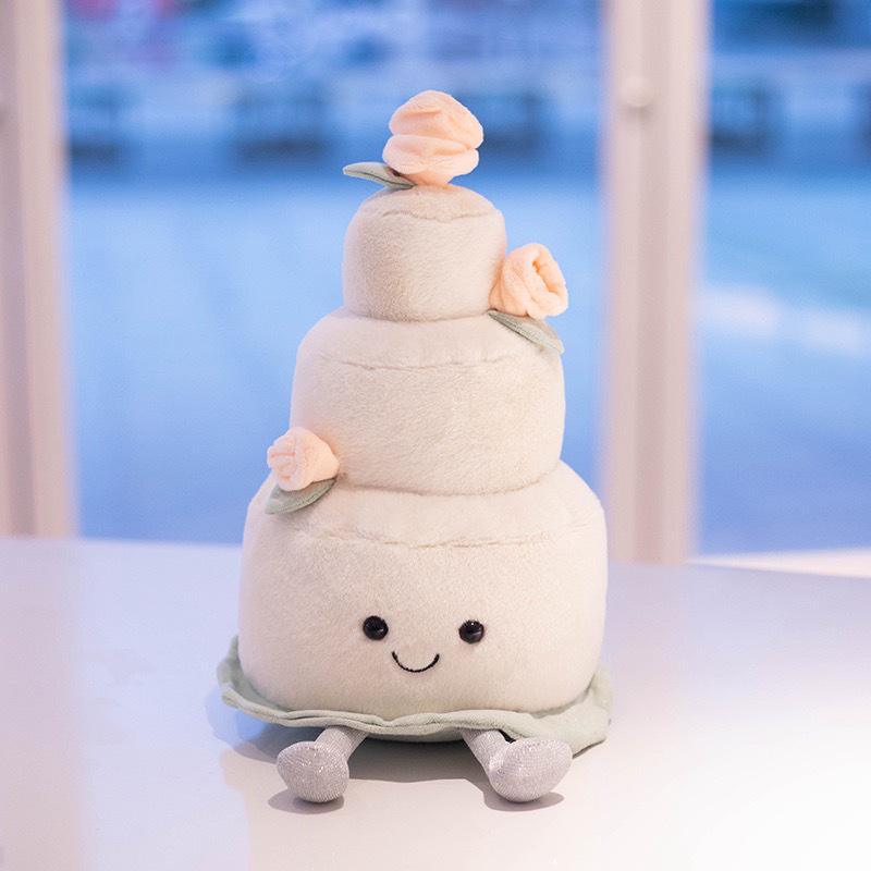 Jelly Wedding Series: Cute Plush Doll with Wedding Cake Bouquet & Diamond Ring Art