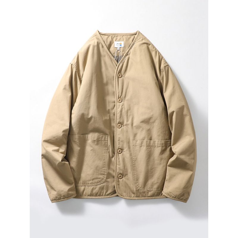 Japanese-Style Retro Collarless Cotton Jacket Men's Winter Diamond Lattice Cotton Coat Jacket Export Men's Outdoor Sports Two Cotton Outwear