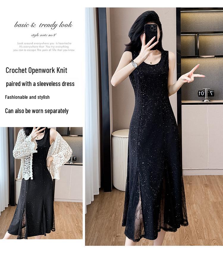 Starry Sky Sleeveless Dress with Sun Protection Cardigan