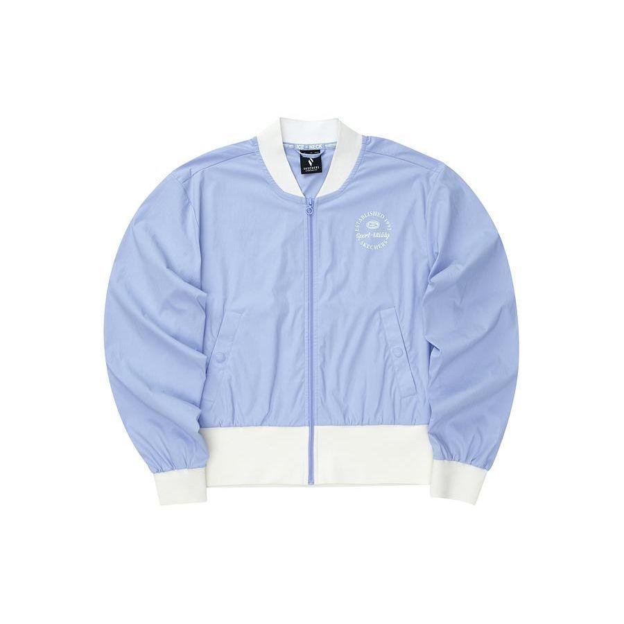 Skechers Color Block Letter Zip Up Sports Jacket Women Jackets Quartz-Purple L224W010-02SJ M