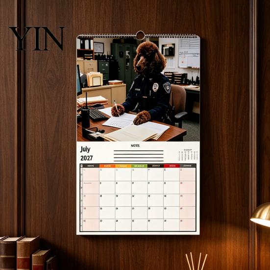 Practical Schedule Management 2027 Funny Dog Working Wall Calendar, Jan. 2027-Dec. 12 X Cute Animal Hanging 8 Inch Monthly Planner with Puppy