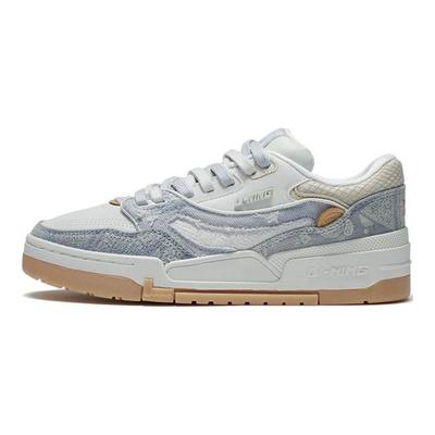 Li Ning 001 BTC Earning Money Every Day Slip Resistant Abrasion Resistant Low Top Skateboard Shoes Women's Milk Blue AGCS022-1