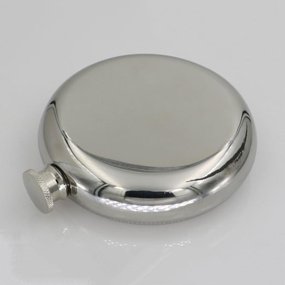 304 stainless steel hip flask, wineglass funnel set, Mirror face cake shaped small wine pot, Portable flagon wine set, 5oz