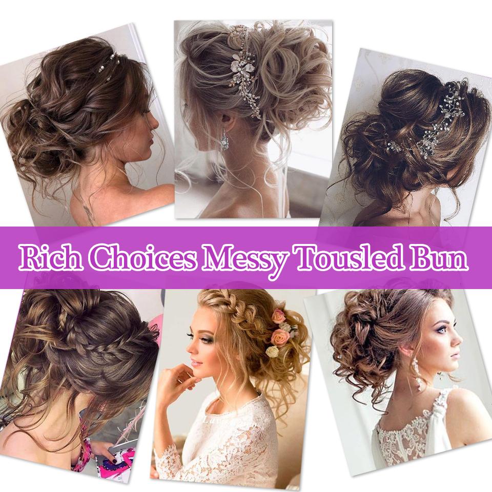 Chignon sintetic Scrunchie dezordonat Bandă elastică Coc de păr ondulat Updo Postă de păr pentru temperatură înaltă Banda de păr falsă Coadă de cal pentru gogoși