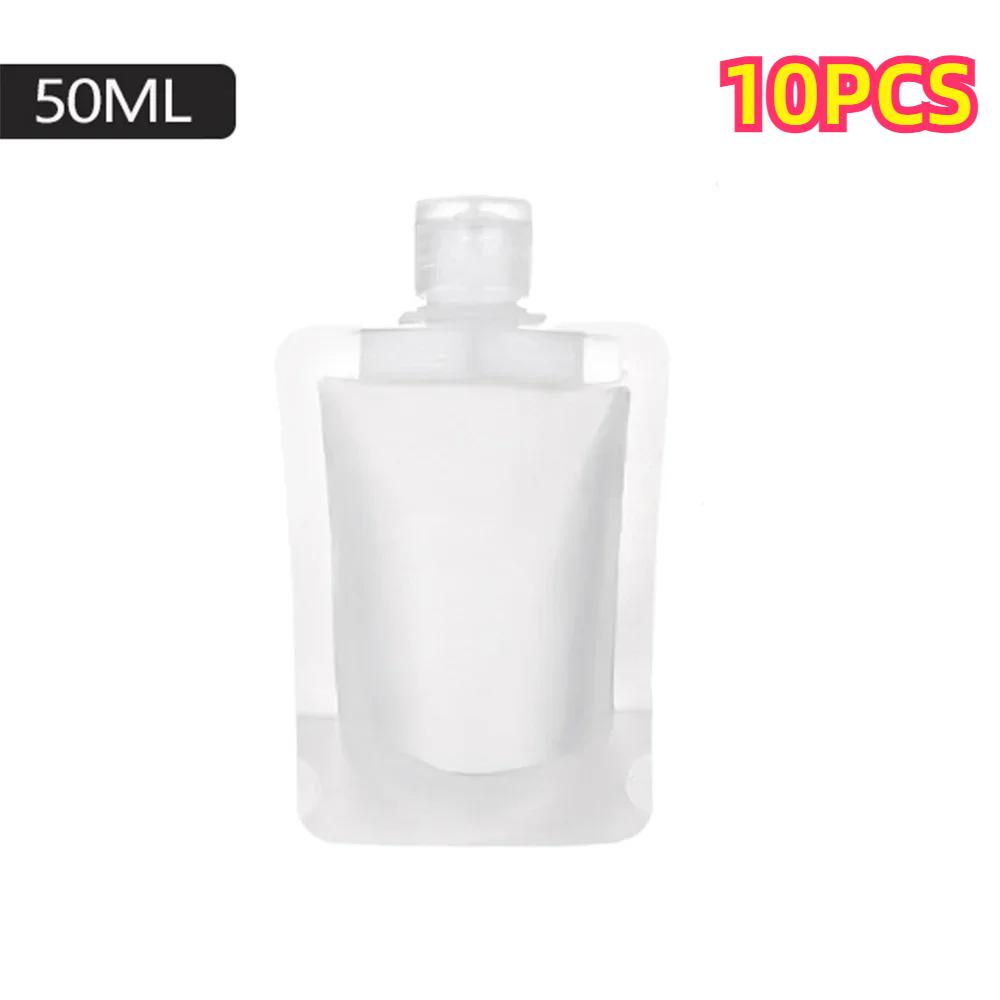 10 PCS 30/50/100ml Travel Size Empty Squeeze Bags Lotion Dispensing Bags Reusable Liquid Leakproof Shampoo Cosmetic Storage Bags