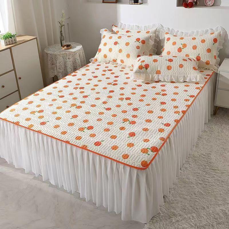 Bed Skirt Pillowcase Three-piece Latex Mat Non-slip Bedroom Simple Bedding