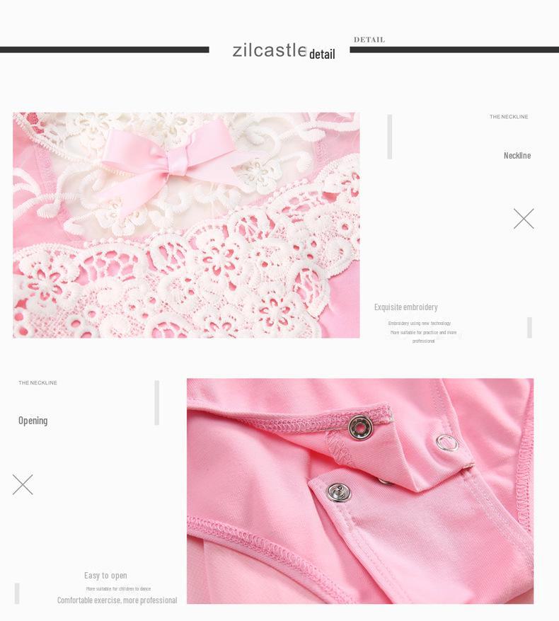 2021 Girls' Ballet Dance One-Piece Lace Skirt Suit