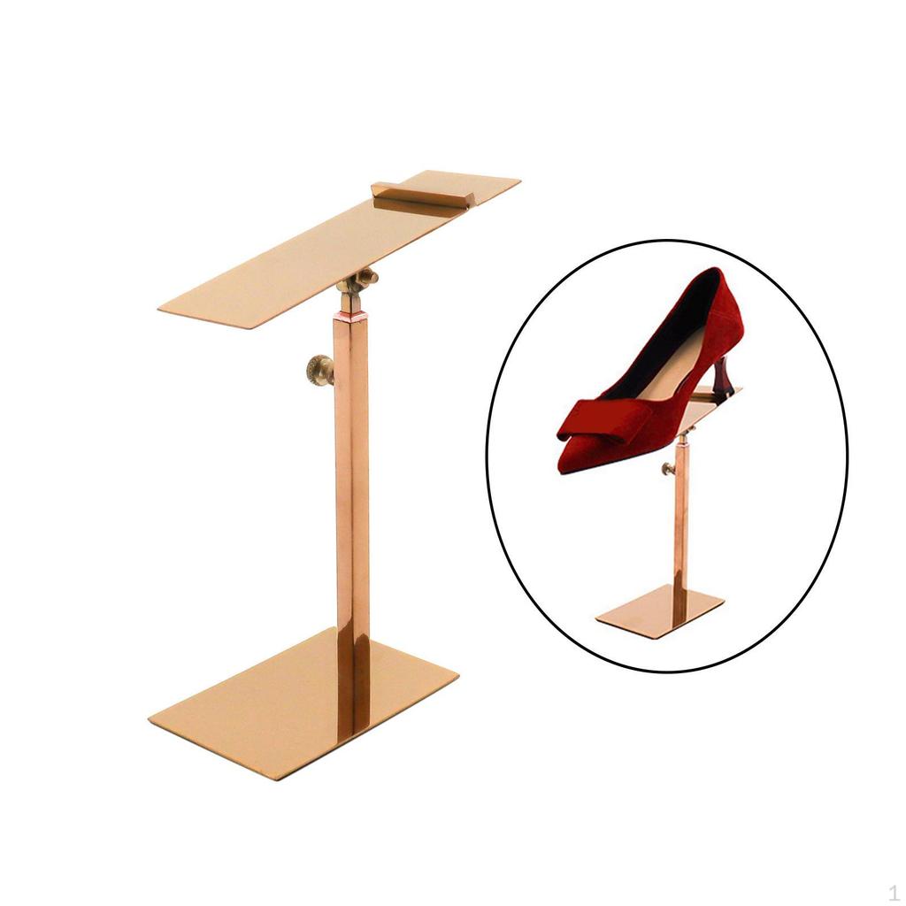Elegant Stainless Steel Shoe Display Stand - Modern Design, Adjustable Height, Rustproof for Retail