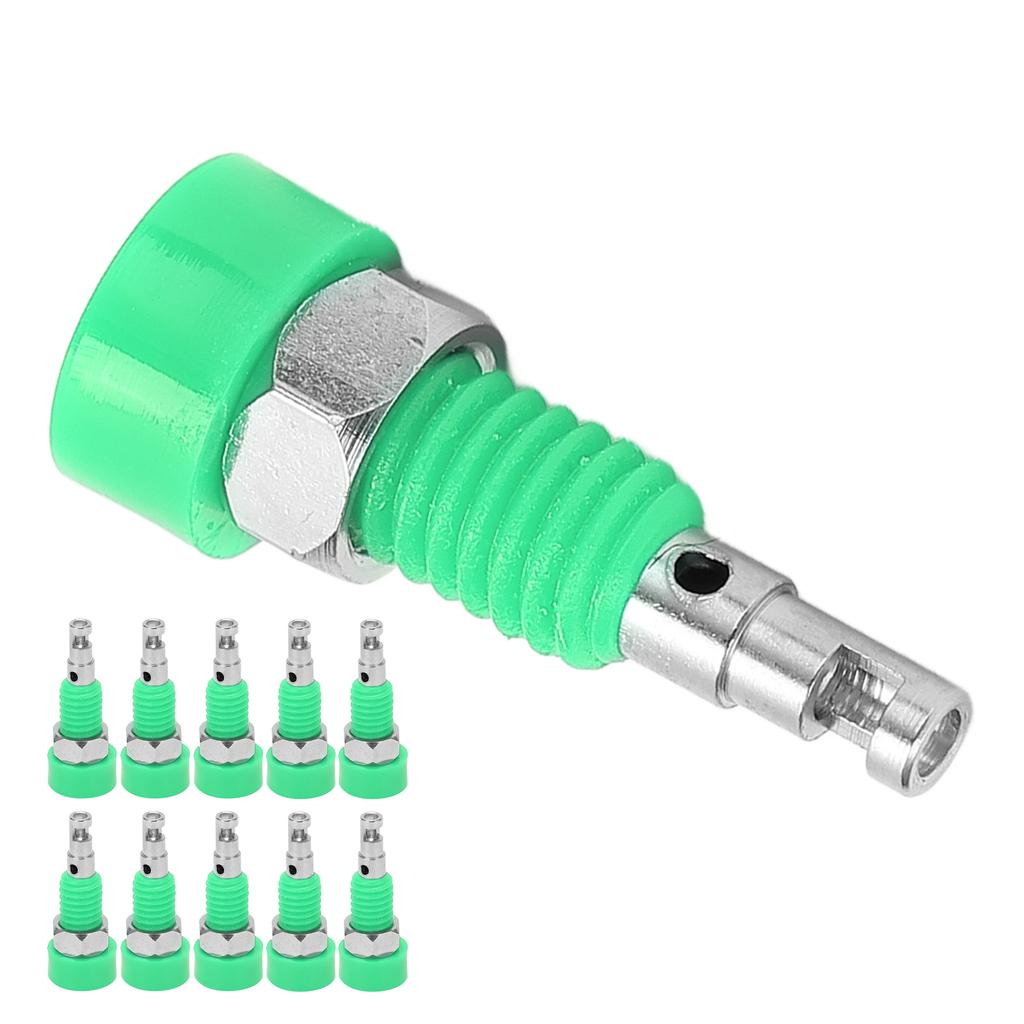 10pcs 2mm Banana Female Jack Socket Connector Adapter Panel Mini Binding Post for Electronic InstrumentGreen