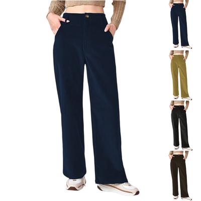 Women's Fashionable Casual Corduroy High-waisted Slimming Straight Leg Trousers