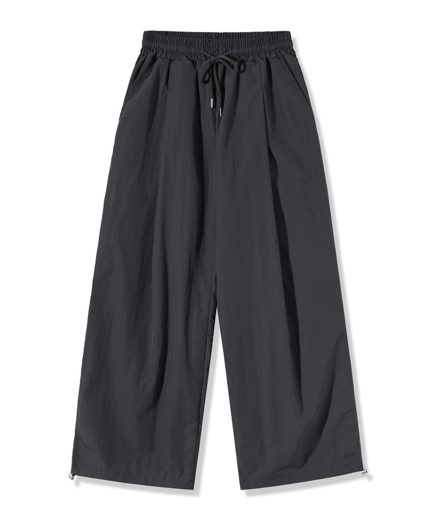 PIANER Nylon One-Pleat String Pants (Charcoal)