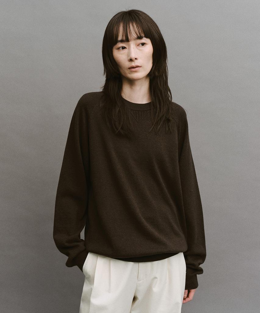 ANOTHER OFFICE WOMEN W. Whole Garment Crew-Neck Knit (Dark Brown)
