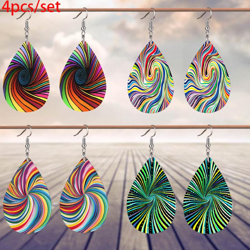 

Вращающиеся серьги-водовороты из ПУ кожи для женщин, очаровательные модные серьги-украшения, подходящие для фестивалей и на каждый день, подарки на День матери