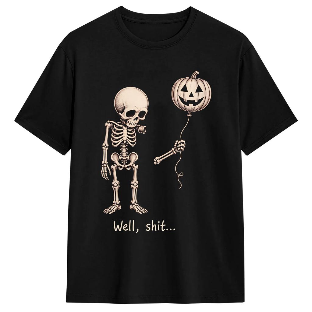Skeleton Lost Balloon Well Sht 100 Cotton T-Shirt For Men Summer Y2K Casual T Shirts Crewneck Hip Hop Tee Shirt Hot Sale Tops