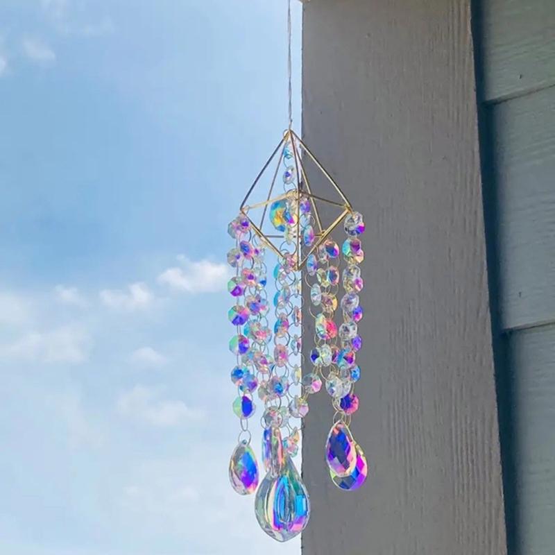 Kristall-Sonnenfänger Fensterhänge-Ornament Prisma Windspiele Traumfänger für Innen- und Außendekorationen Schmuckstück Geschenk