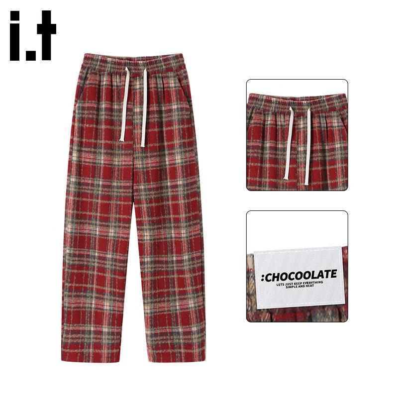 

:CHOCOOLATEit Мужские американские ретро клетчатые свободные брюки прямого кроя 2XL