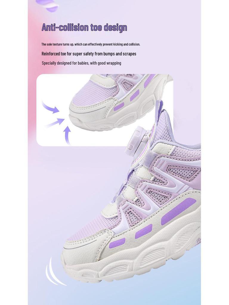 Girls' 2024 Spring/Autumn Non-slip Soft Sole Mesh Running Shoes for Big Kids