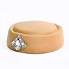 New British Retro Top Hats Crystal Embellished Headwear Felt Beret Air Hostess Hat for Women Party