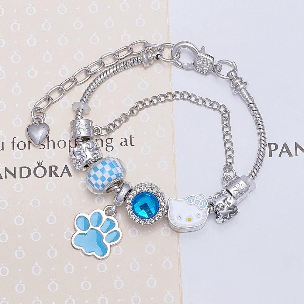 Hello Kitty Rosa Pandora Armband - Niedliches Cartoon-Katzen-Charme-Bügelarmband Schmuck