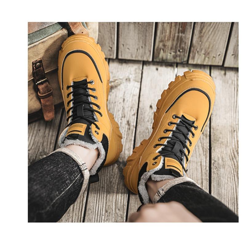 Men Winter Warm Fleece Lined Thick Sole High Top Casual Work Boots