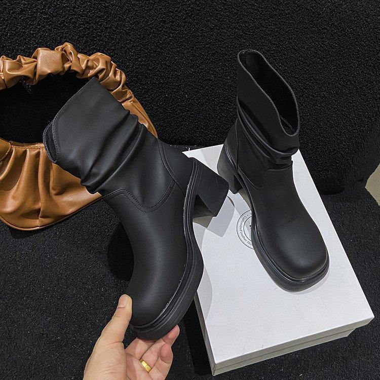 

Сотни толстых нескользящих сапог с подошвой, женские летние удобные повседневные модные сапоги для шопинга на открытом воздухе 40 чёрный