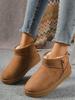 Large Women's Winter Snow Boots: Flat Bottom, Short, Plus Velvet, Thickened, Warm Cotton Shoes.
