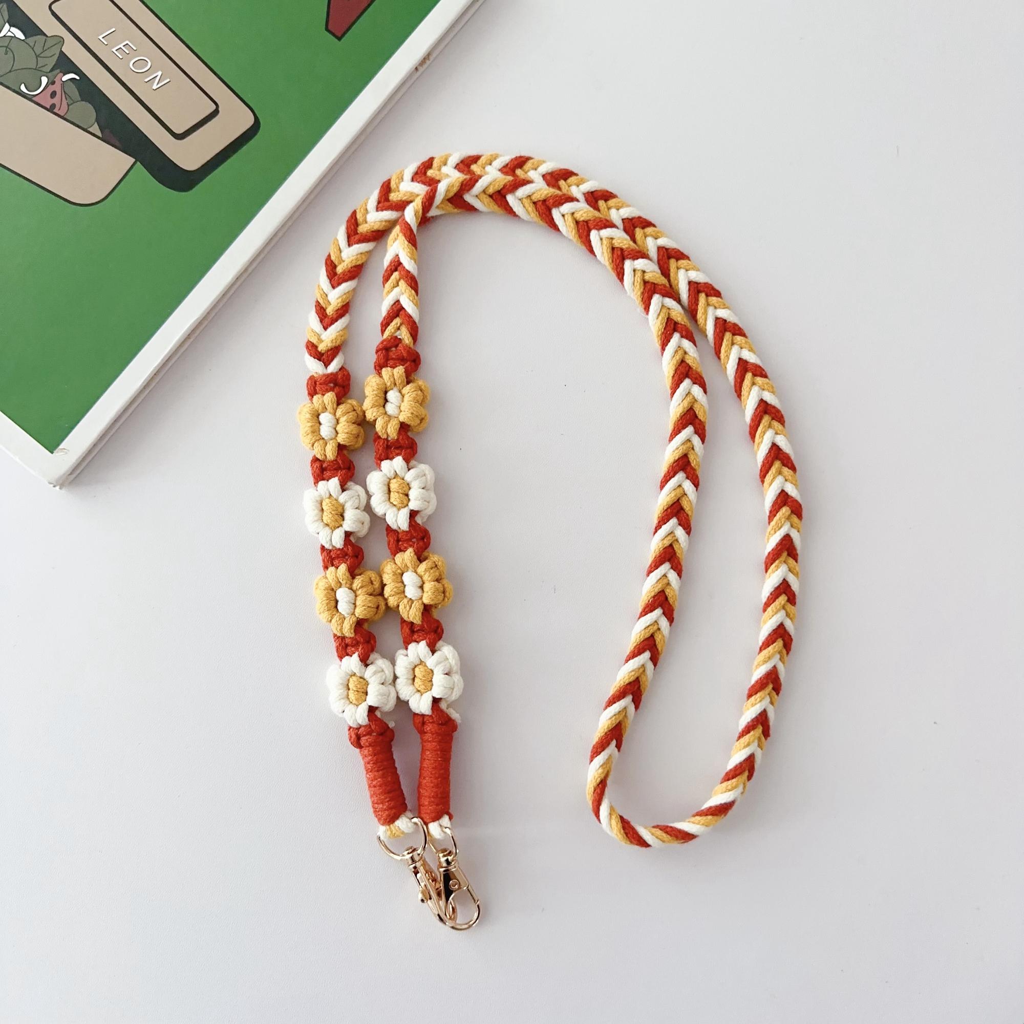 

Braided Phone Lanyard Cotton Rope Daisy Flower Phone Crossbody Strap, Length: 120cm (Not Adjustable) E
