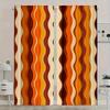 Retro Orange Brown Wavy Stripe Curtains Set of 2 Rod Pocket Semi Sheer for Living Room Bedroom Decor