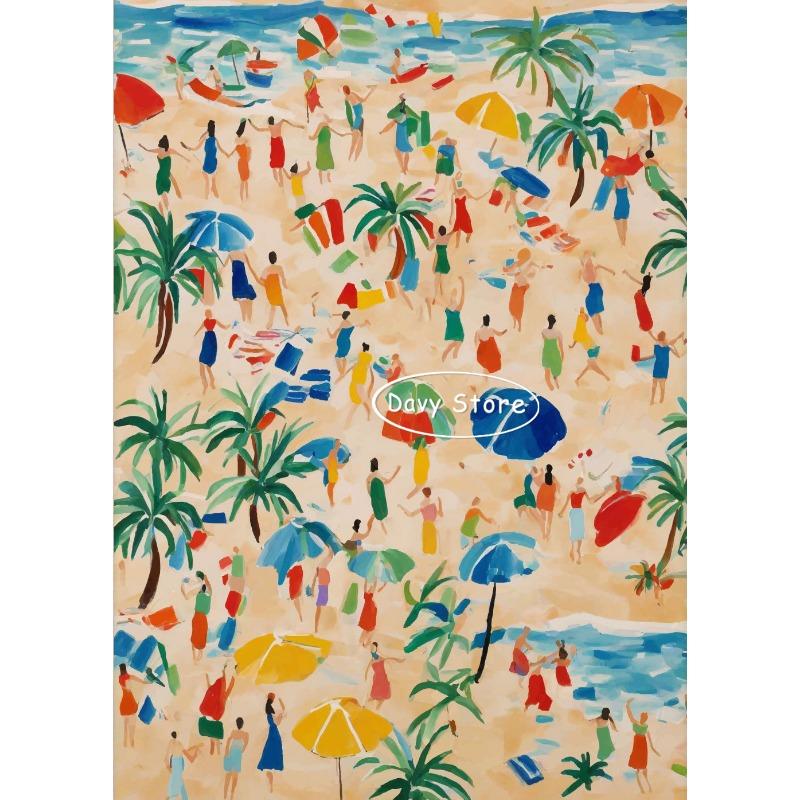 

Тропические растения Пляжный зонт Прибрежный пейзаж Постер и принт Холст Живопись Настенное искусство Картина для гостиной Домашний декор 21cm×30cm NoFrame